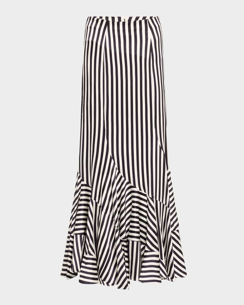 Florina Striped Ruffle Maxi Skirt